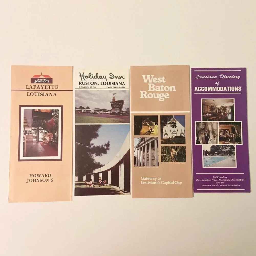 Vintage Lot of 4 Louisiana Brochures Howard Johnson Holiday Inn Hotels Pamphlets